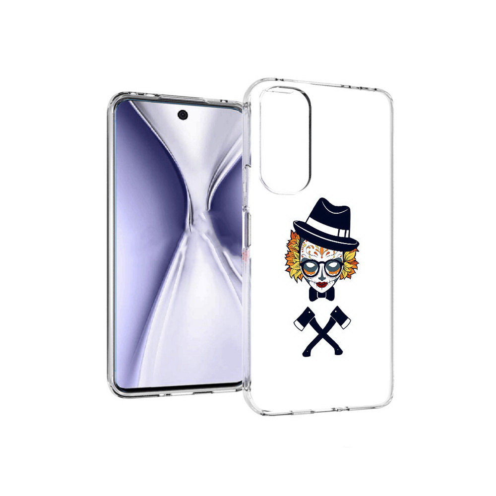 

Чехол MyPads Tocco для Huawei Honor X20 девушка в маске с топорами рисунок, Прозрачный, Tocco