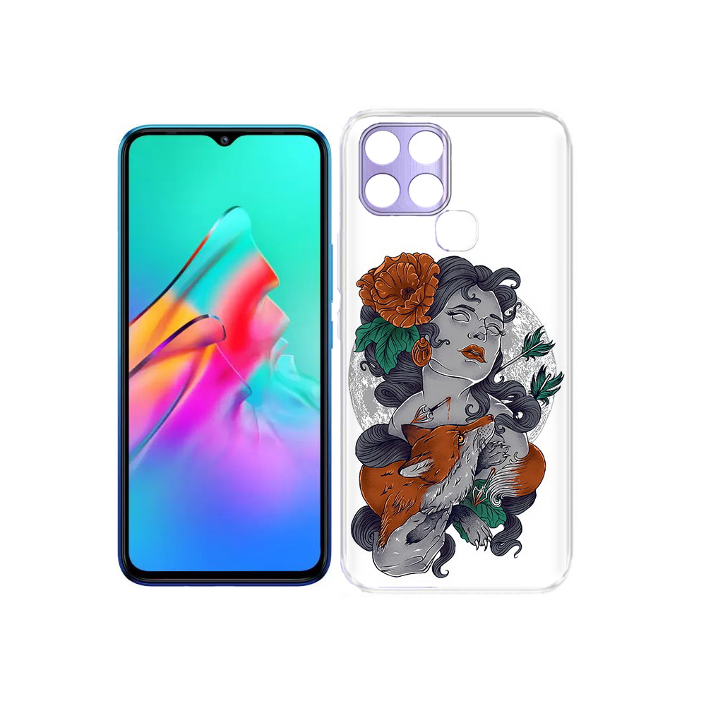 

Чехол MyPads Tocco для Infinix Smart 6 темная девушка с лисой, Прозрачный, Tocco