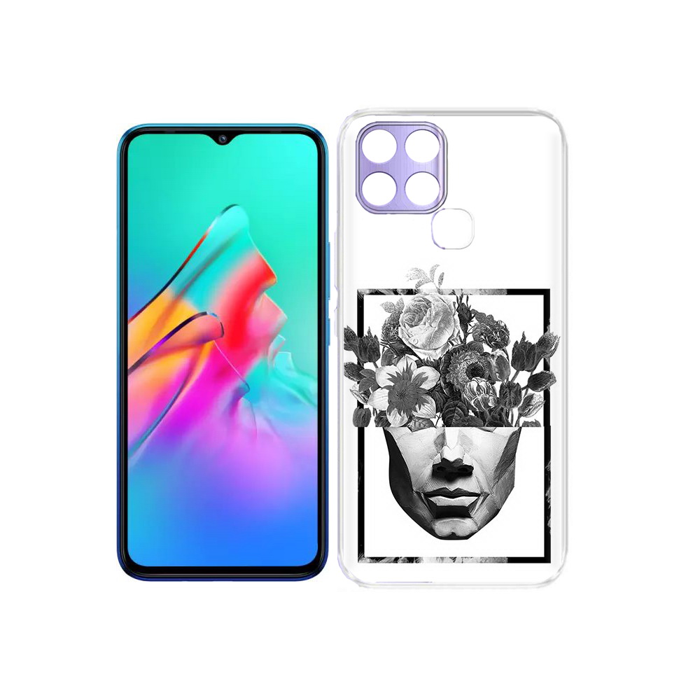 

Чехол MyPads Tocco для Infinix Smart 6 черно белая ваза в абстракции, Прозрачный, Tocco