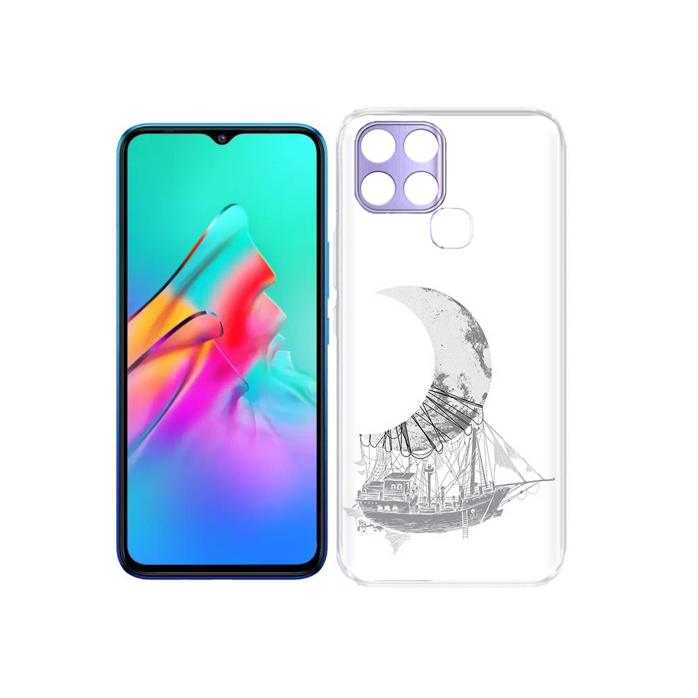 

Чехол MyPads Tocco для Infinix Smart 6 черно белый корабль полумесяц, Прозрачный, Tocco