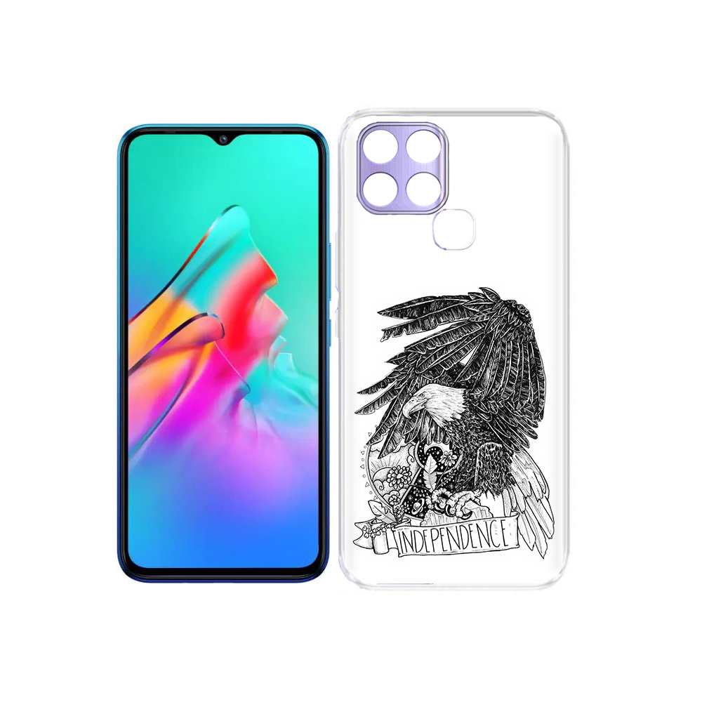 Чехол MyPads Tocco для Infinix Smart 6 черно белый сокол