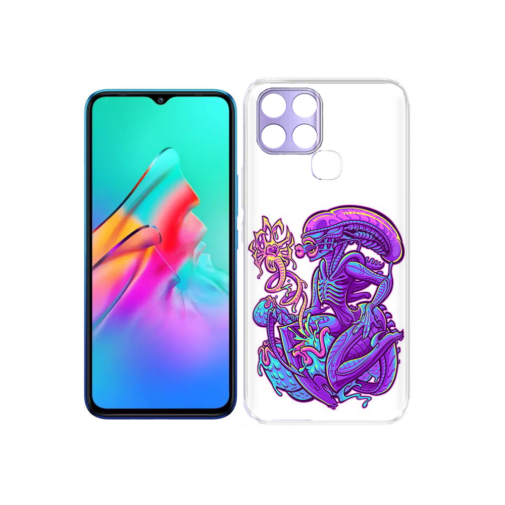 

Чехол MyPads Tocco для Infinix Smart 6 чужой фиолетовый цвет, Прозрачный, Tocco
