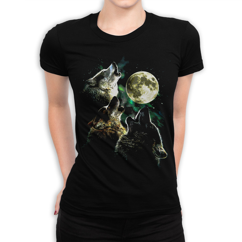 

Футболка женская Dream Shirts Волки и Полнолуние черная XL, Черный, Волки и Полнолуние