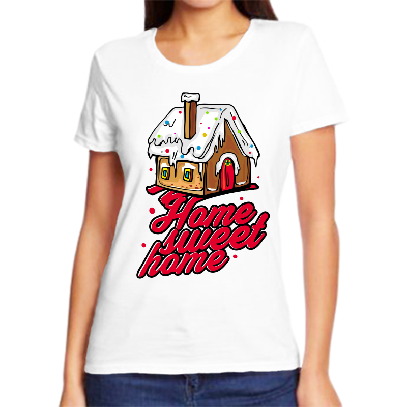 

Футболка женская белая 46 р-р новогодняя home sweet home, Белый, fzh_home_sweet_home