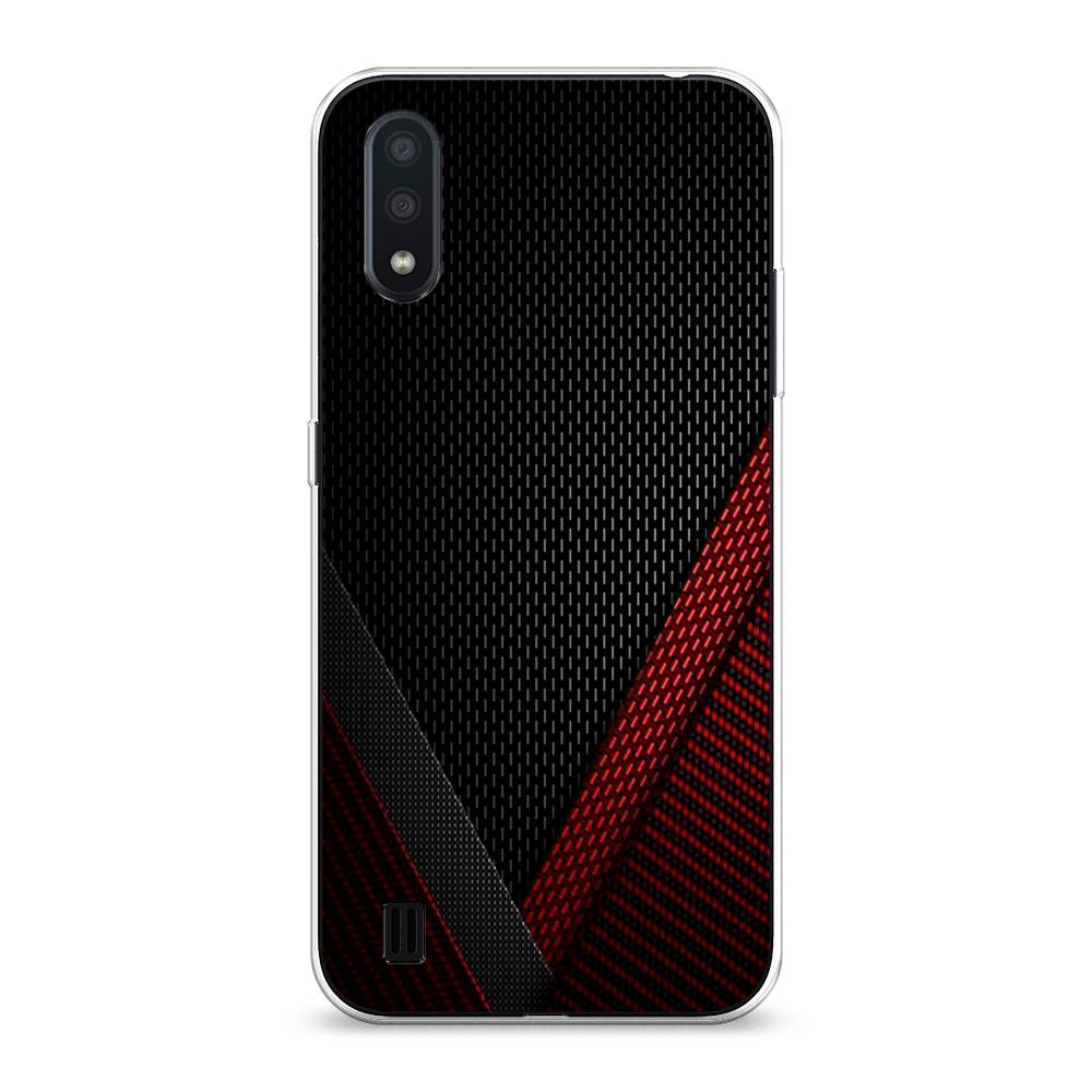 фото Силиконовый чехол "красный карбон" на samsung galaxy a01 awog