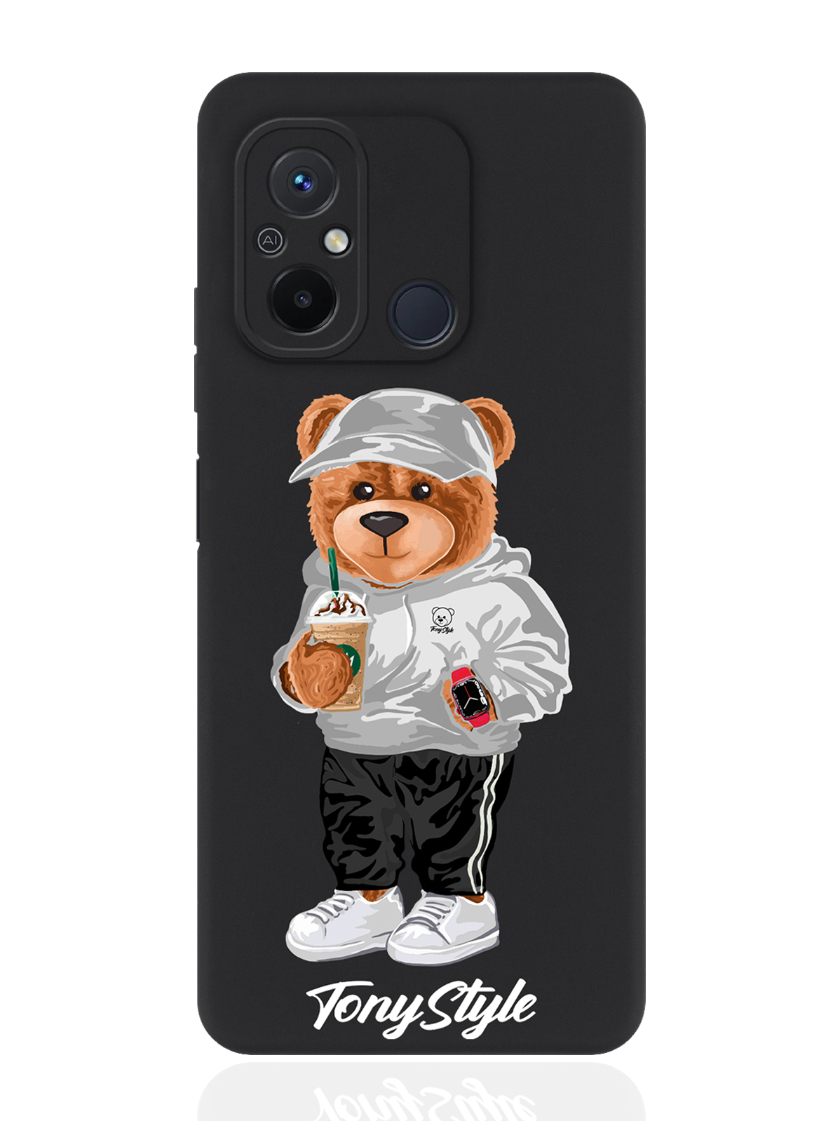 

Чехол для смартфона Xiaomi Redmi 12C черный силиконовый Tony Style с кофе, Серый;белый;черный