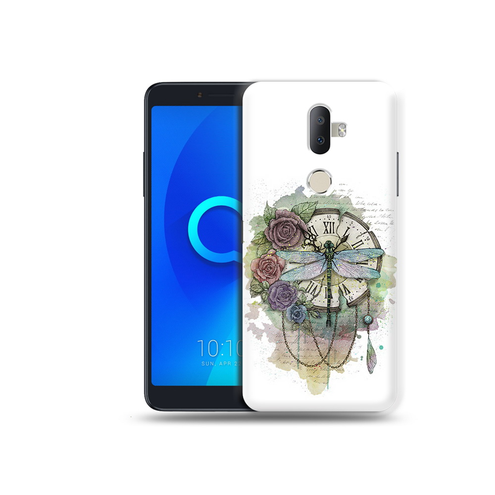 

Чехол MyPads Tocco для Alcatel 3V старинные часы в цветах, Прозрачный, Tocco