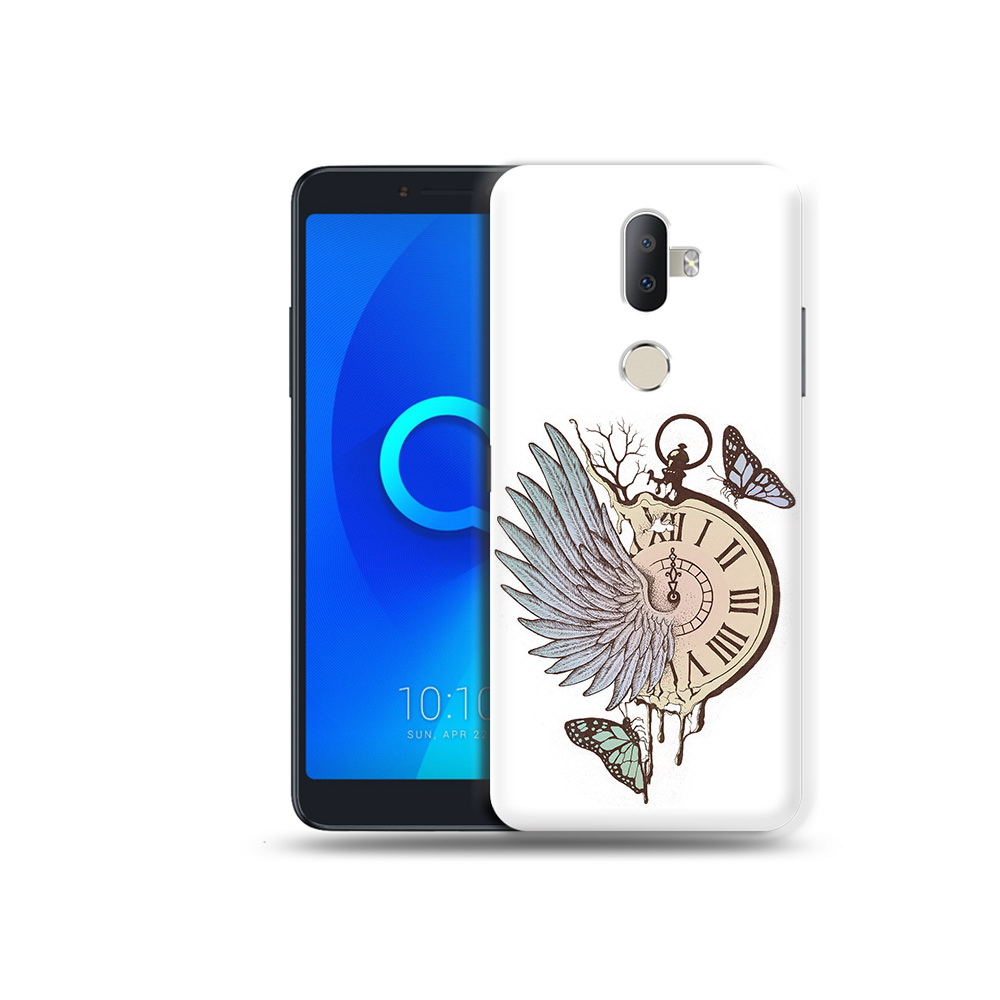 

Чехол MyPads Tocco для Alcatel 3V страинные часы с крылом, Прозрачный, Tocco