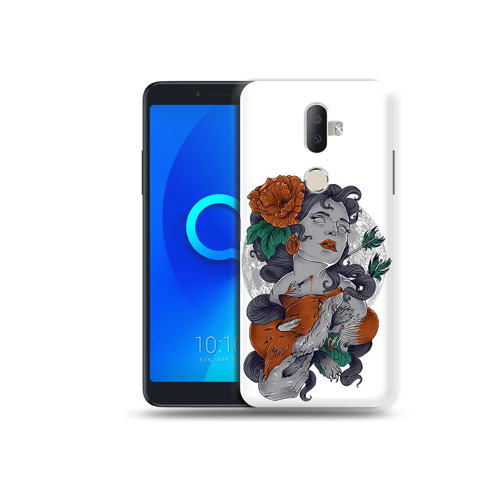 Чехол MyPads Tocco для Alcatel 3V темная девушка с лисой