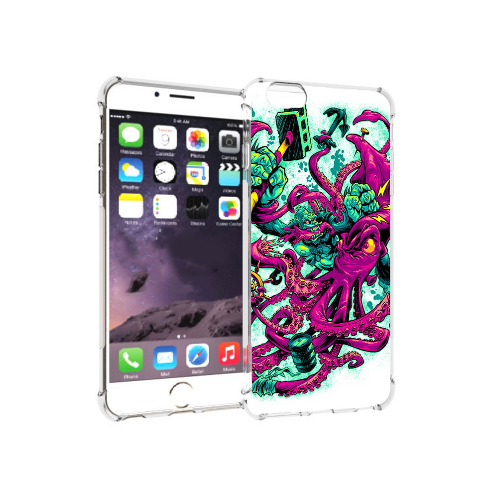 

Чехол MyPads Tocco для Apple iPhone 6 Plus фиолетовый кракен, Прозрачный, Tocco