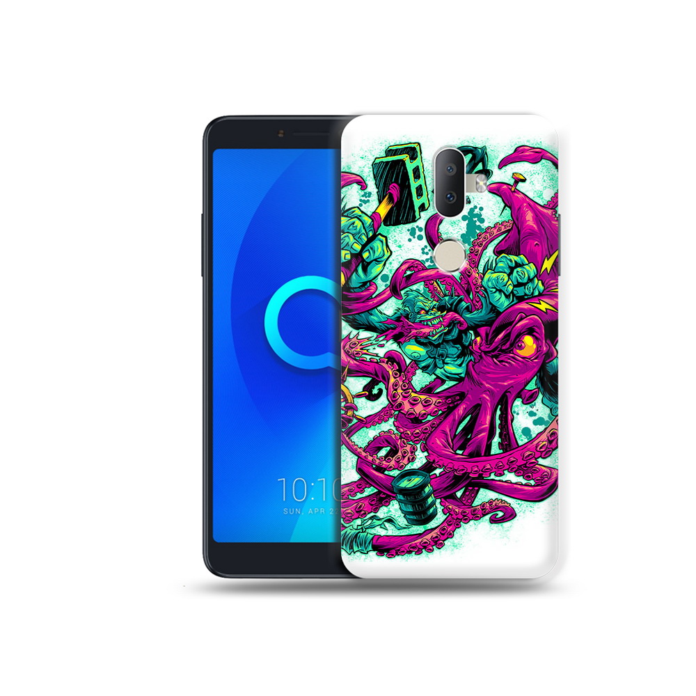 

Чехол MyPads Tocco для Alcatel 3V фиолетовый кракен, Прозрачный, Tocco