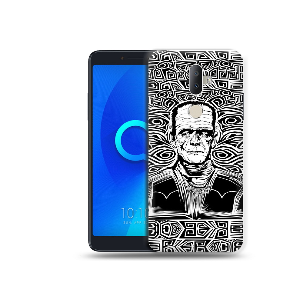 

Чехол MyPads Tocco для Alcatel 3V франкенштейн черно белый, Прозрачный, Tocco