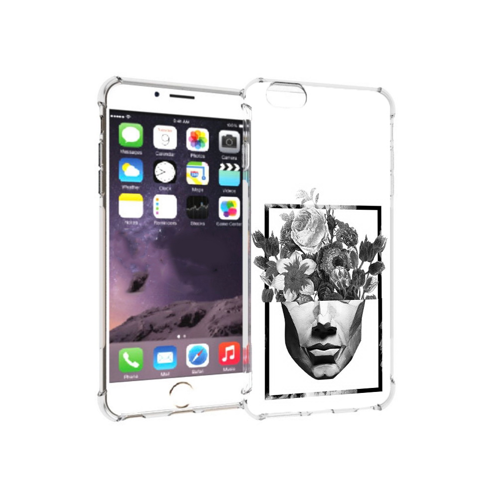 

Чехол MyPads Tocco для Apple iPhone 6 Plus черно белая ваза в абстракции, Прозрачный, Tocco