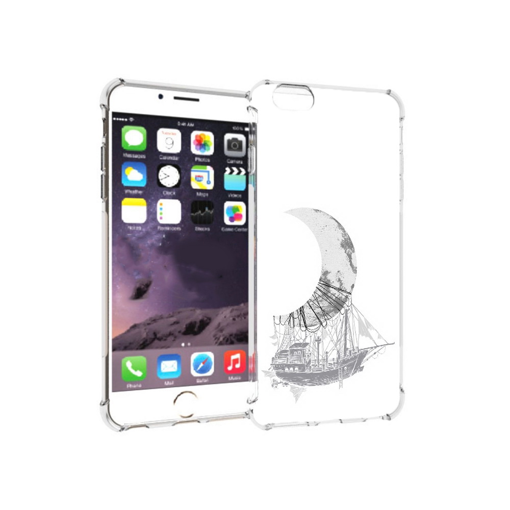 

Чехол MyPads Tocco для Apple iPhone 6 Plus черно белый корабль полумесяц, Прозрачный, Tocco