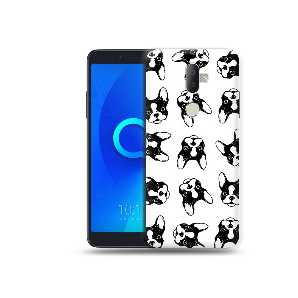 

Чехол MyPads Tocco для Alcatel 3V черно белые собачки, Прозрачный, Tocco