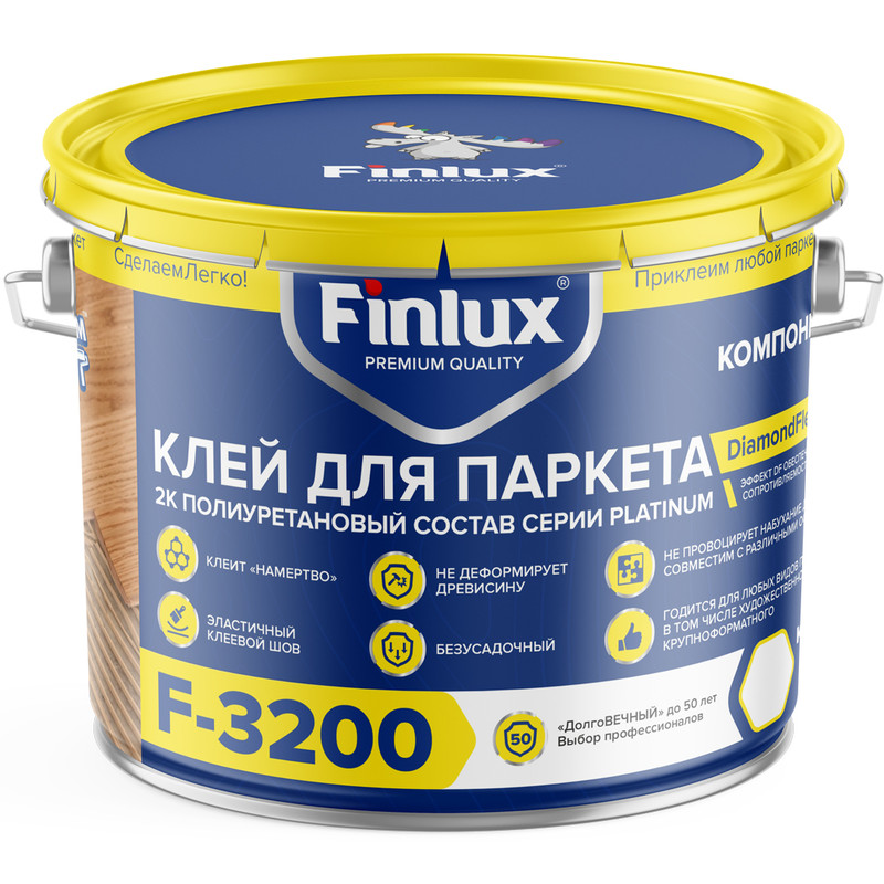 

Полиуретановый клей для паркета Finlux F-3200 Platinum (1.5 кг.)