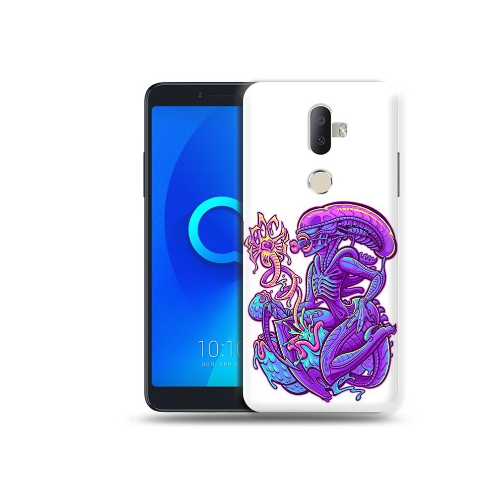

Чехол MyPads Tocco для Alcatel 3V чужой фиолетовый цвет, Прозрачный, Tocco