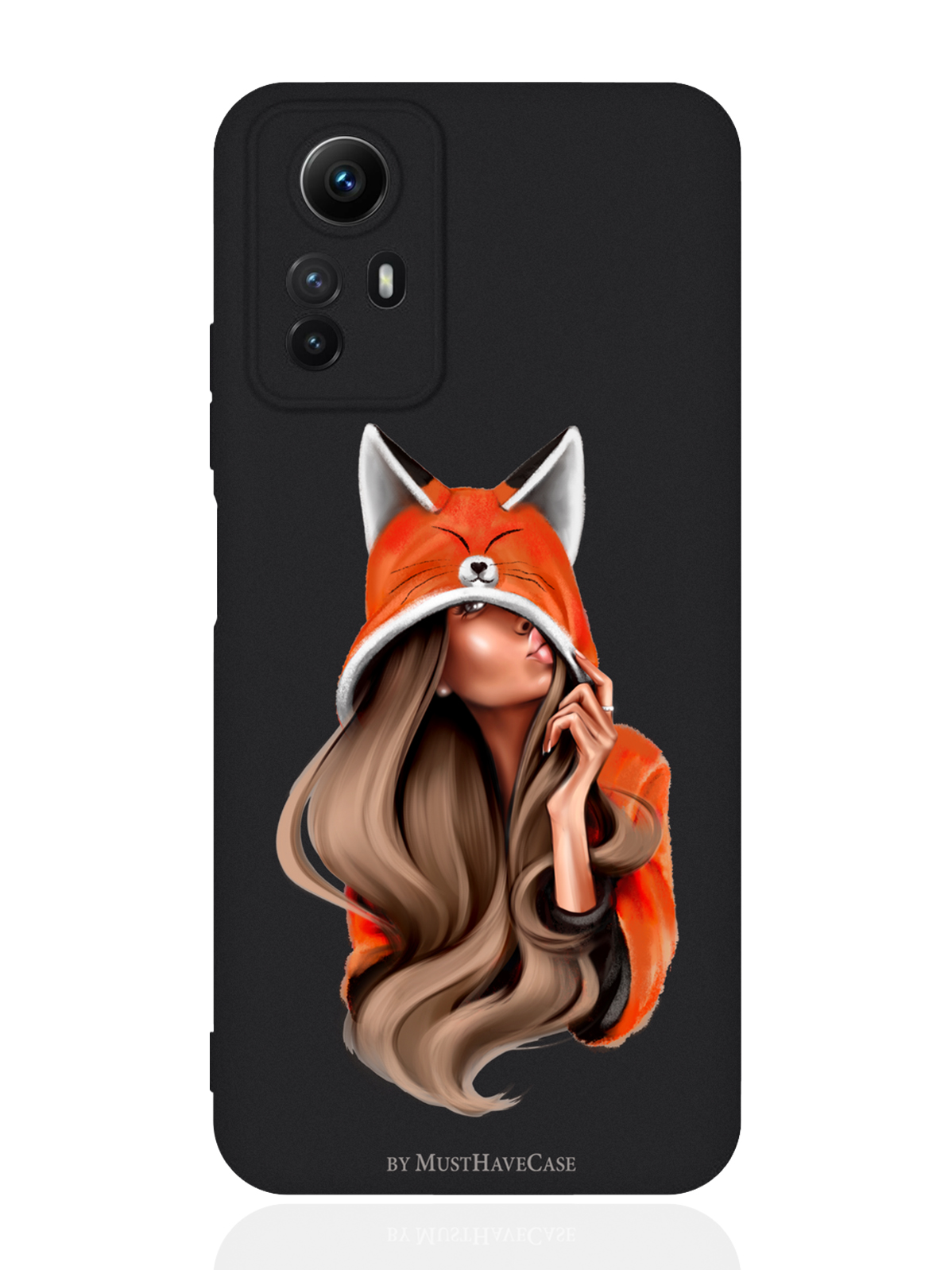 

Чехол для смартфона Xiaomi Redmi Note 12s черный силиконовый Foxy Girl/ Лисичка, Черный;белый