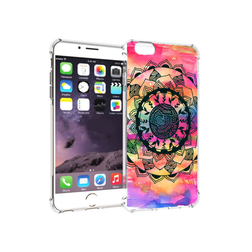 

Чехол MyPads Tocco для Apple iPhone 6 Plus яркая абстракция круглый цветок, Прозрачный, Tocco