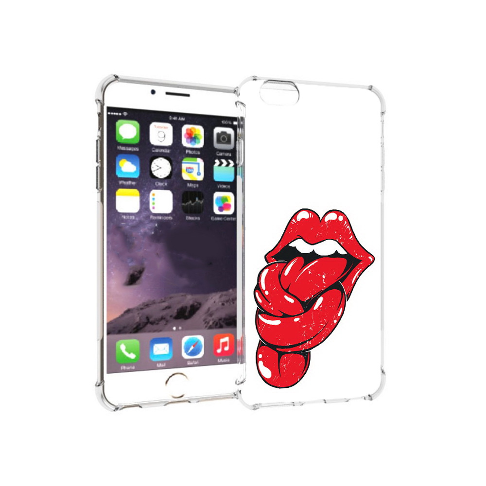 

Чехол MyPads Tocco для Apple iPhone 6 Plus яркие губы с языком, Прозрачный, Tocco