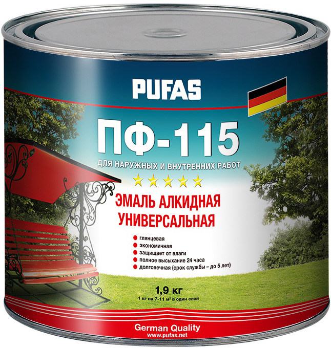 

PUFAS эмаль ПФ-115 красная (1,9кг) ГОСТ, Красный, PUFAS эмаль ПФ-115 красная (1,9кг) ГОСТ