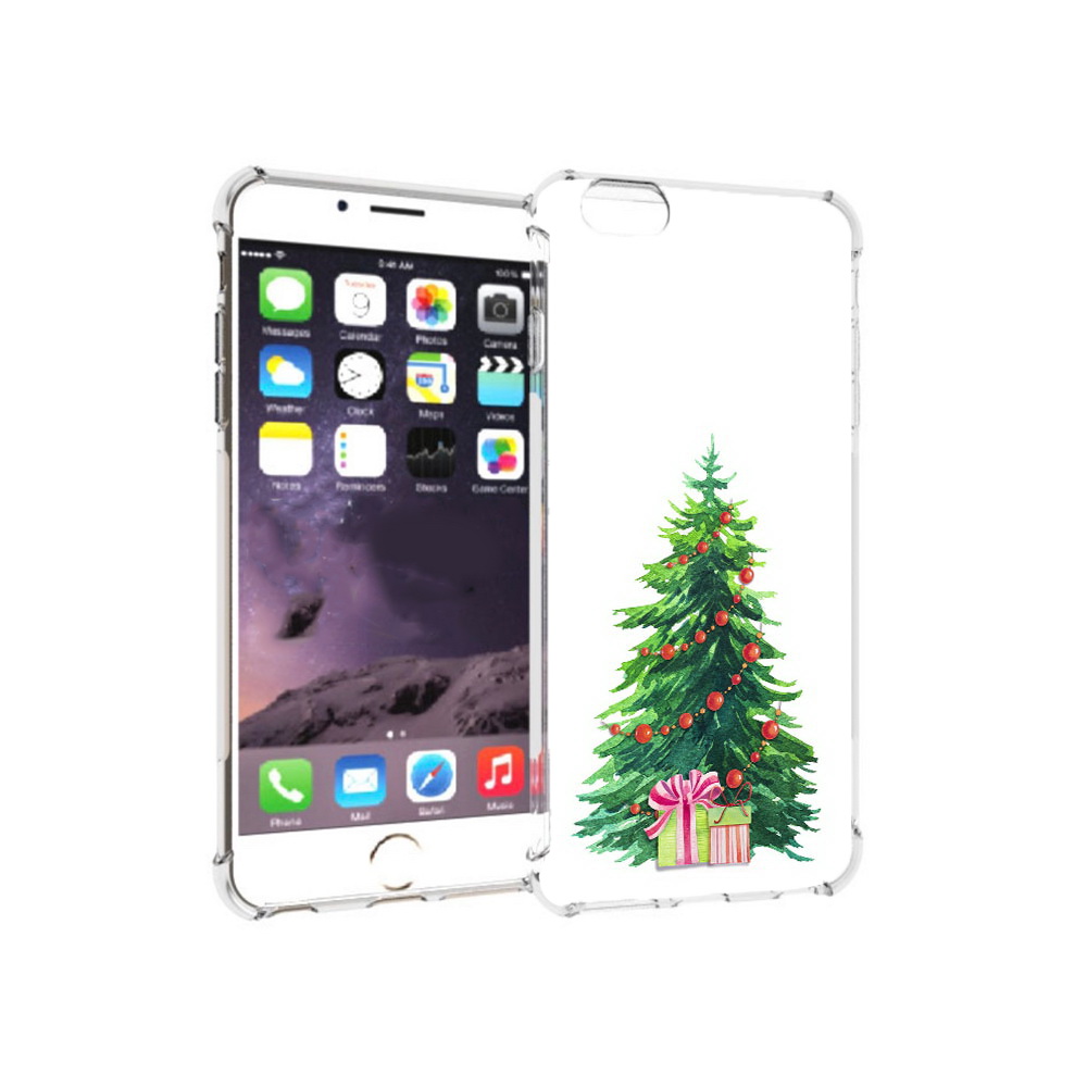 

Чехол MyPads Tocco для Apple iPhone 6 Plus Елка новогодняя с подарками акварель, Прозрачный, Tocco