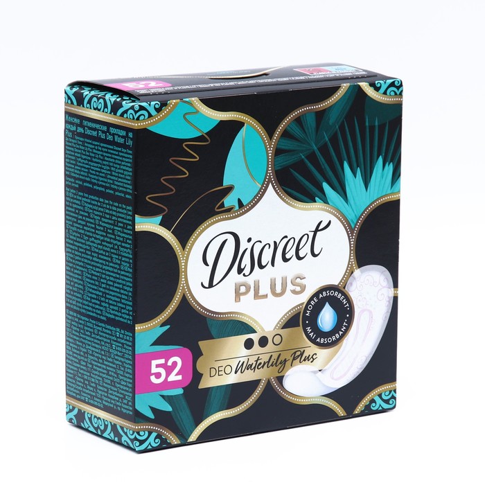 

Прокладки ежедневные Discreet Plus Deo Water Lily Plus Trio, 52 шт., Белый