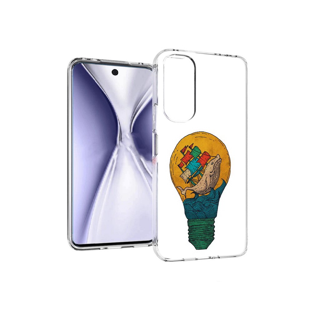 

Чехол MyPads Tocco для Huawei Honor X20 кит в лампочке с парусами, Прозрачный, Tocco