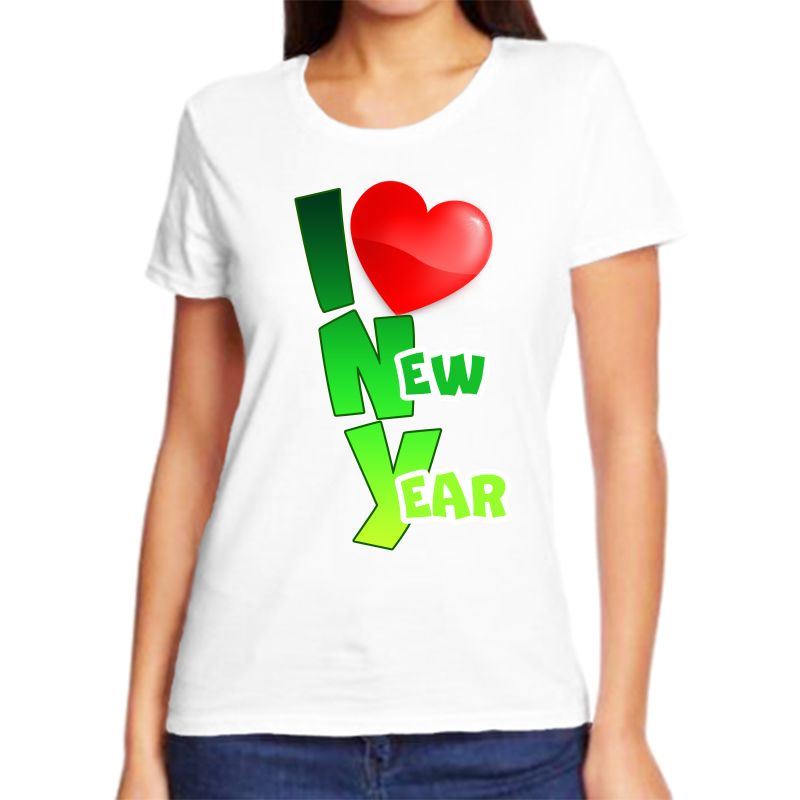 

Футболка женская белая 44 р-р новогодняя i love new year, Белый, fzh_i_love_new_year