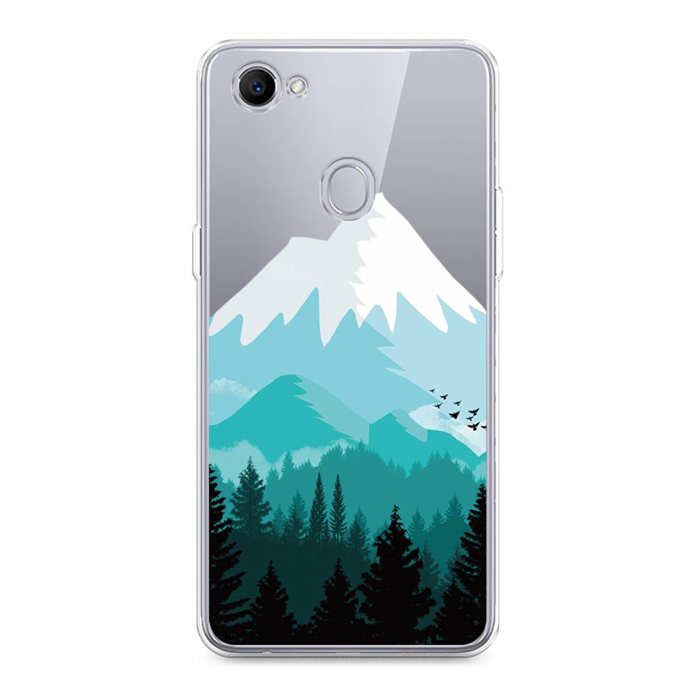 

Чехол для Oppo F7 "Синяя снежная гора", Белый;голубой, 250350-2