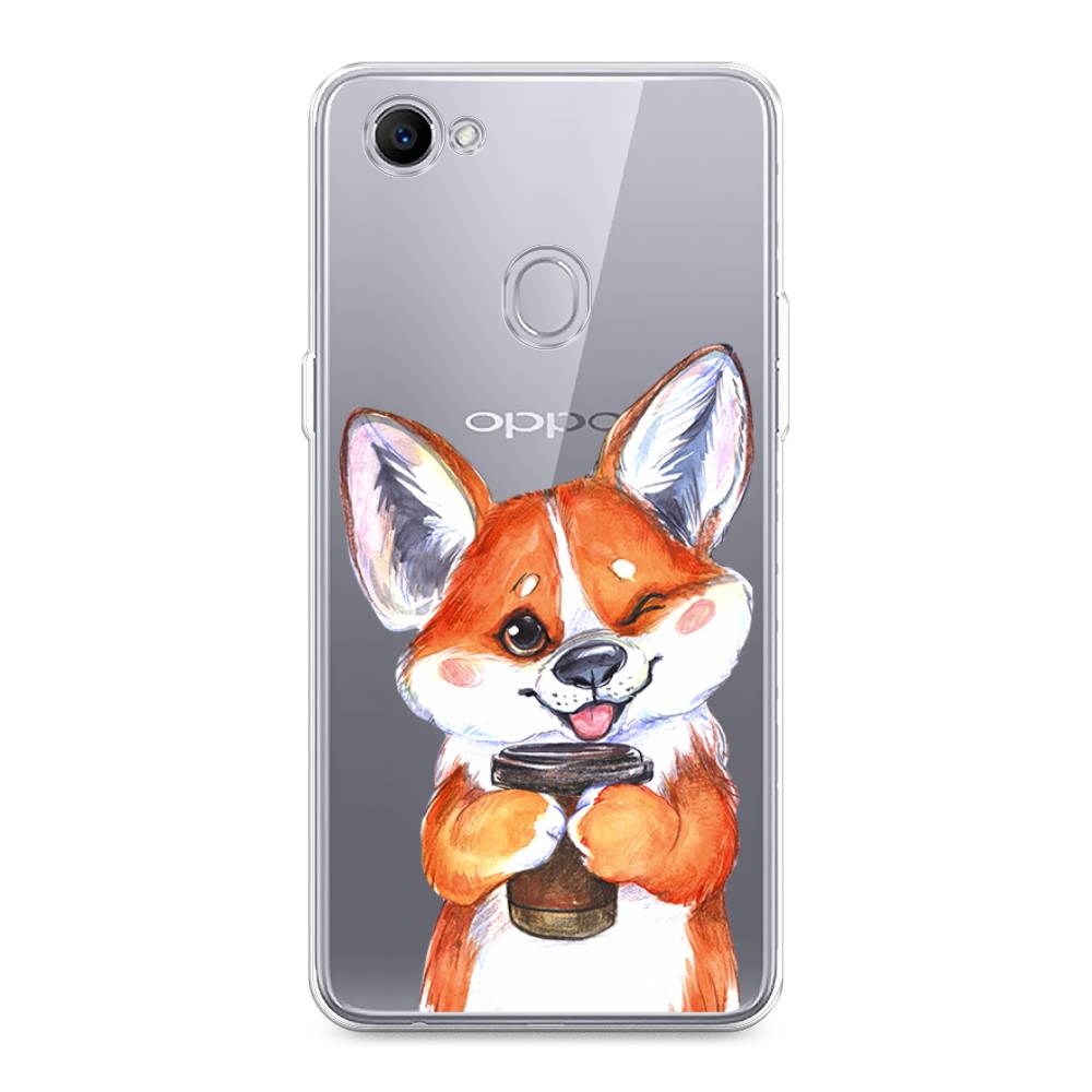 

Чехол для Oppo F7 "Корги с кофе", Оранжевый;белый, 250350-4