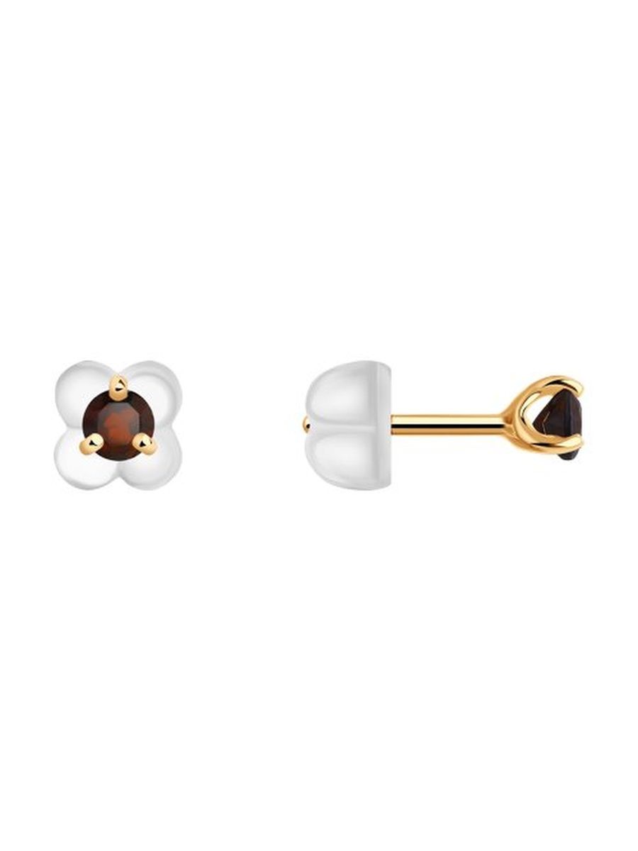 

Серьги пусеты из золота TEO MAORI 8727455, гранат, 8727455