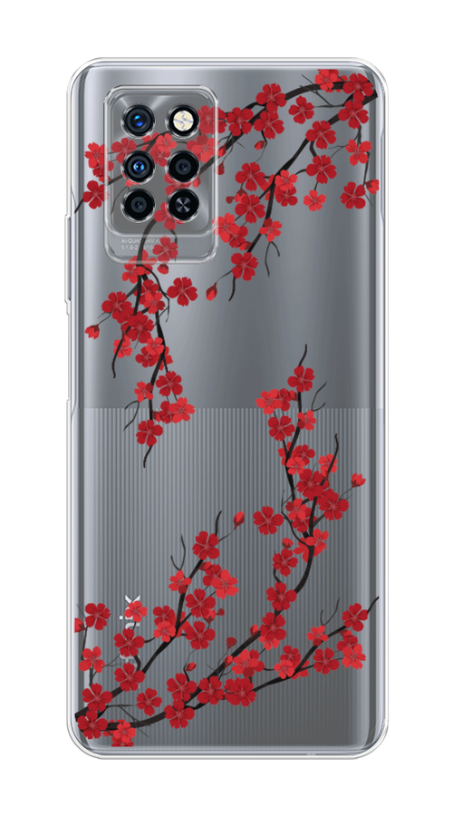 

Чехол на Infinix Note 10 Pro "Красная сакура", Красный;черный, 3100150-2