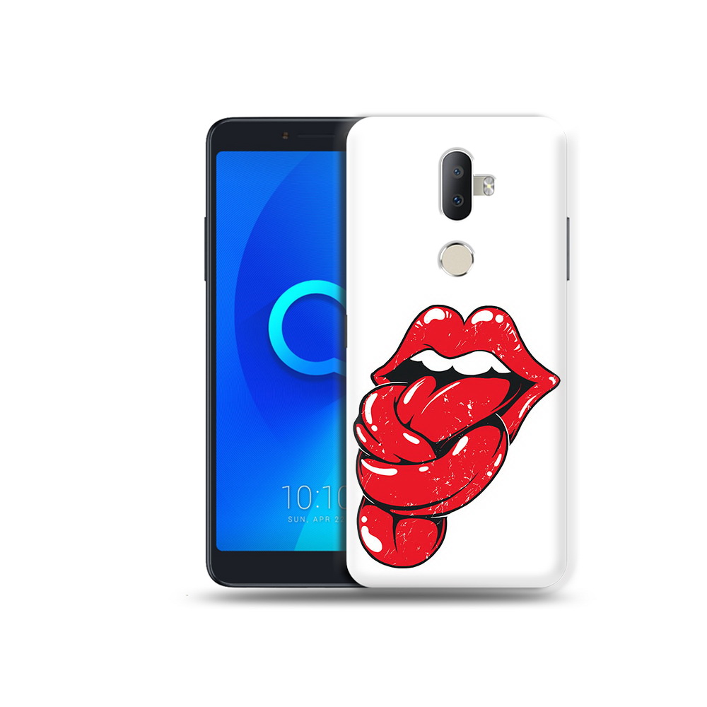 

Чехол MyPads Tocco для Alcatel 3V яркие губы с языком, Прозрачный, Tocco