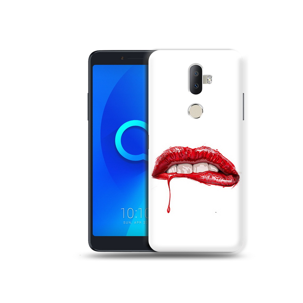 

Чехол MyPads Tocco для Alcatel 3V яркие красные губы, Прозрачный, Tocco