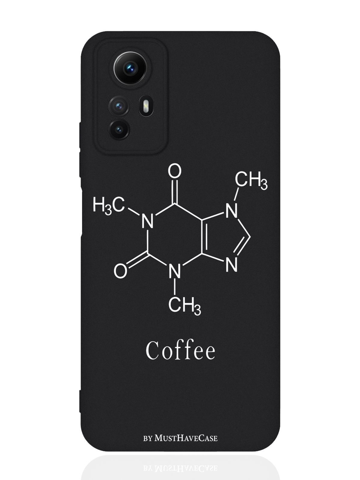 

Чехол для смартфона Xiaomi Redmi Note 12s черный силиконовый Молекула кофе