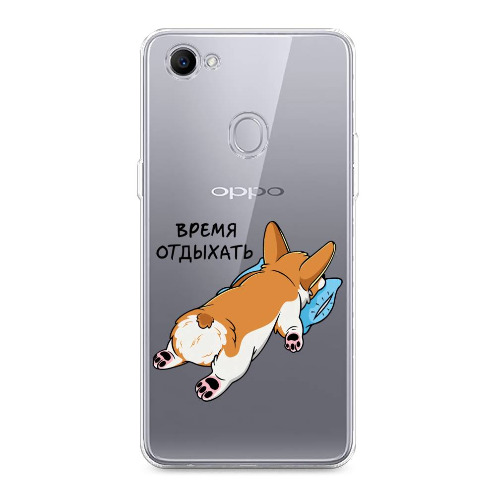 

Чехол для Oppo F7 "Корги отдыхает", Черный;коричневый;голубой, 250350-1