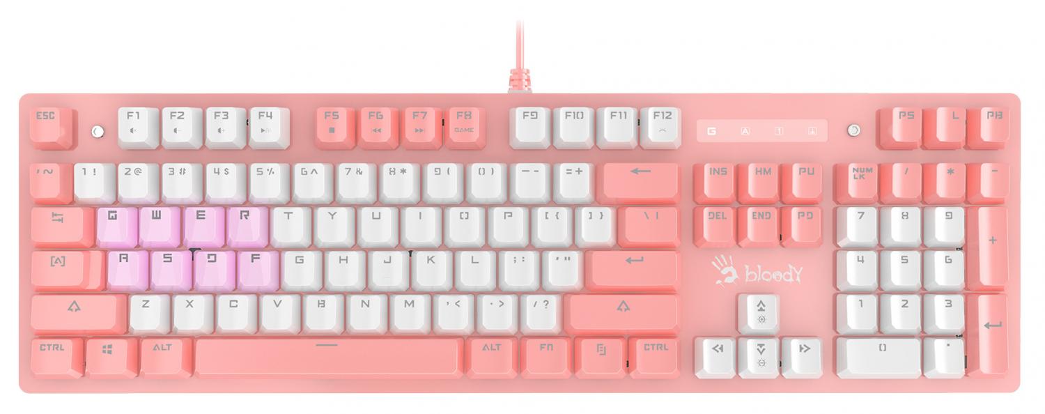 фото Клавиатура a4tech bloody b800 dual color механическая розовый/белый usb for gamer led