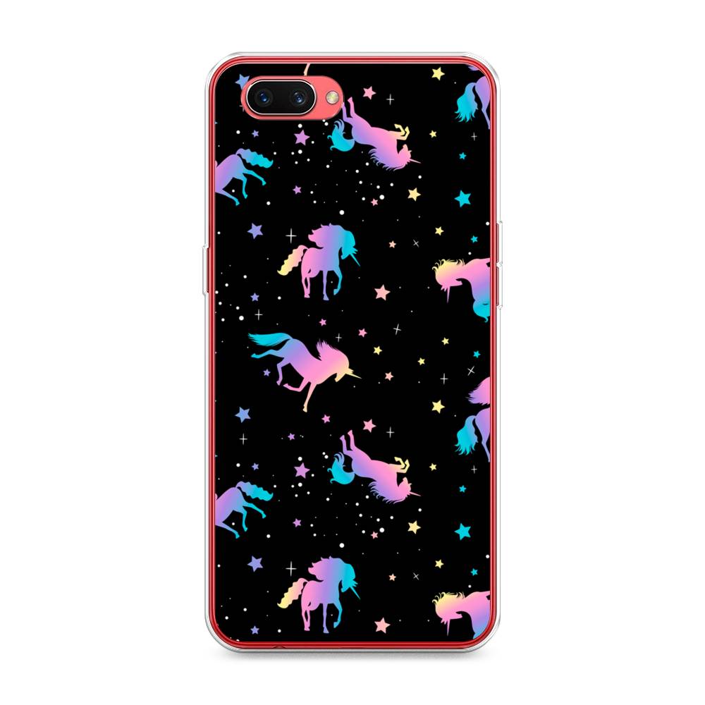 

Чехол для Oppo A3s "Единороги градиент", Черный;розовый;голубой, 250650-1