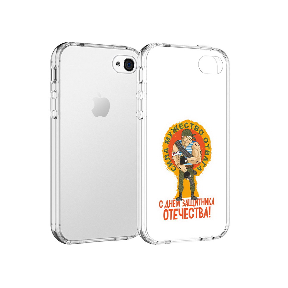 

Чехол MyPads Tocco для Apple iPhone 4 23 февраля военный мужчина, Прозрачный, Tocco