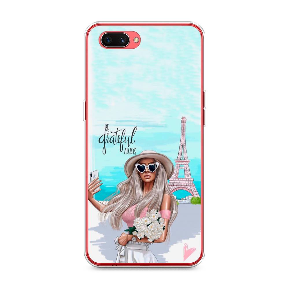 

Чехол на Oppo A3s "Селфи Париж", Голубой;бежевый, 250650-6