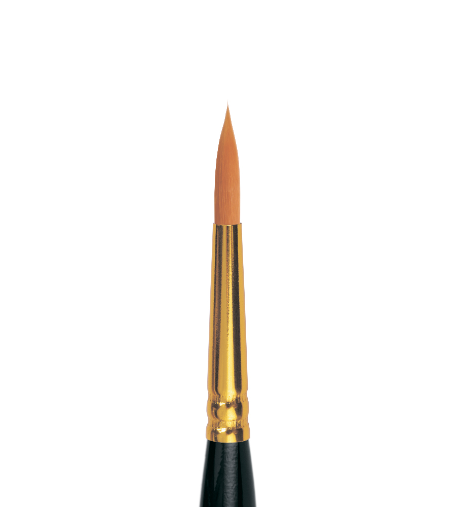 

131F - Кисть из жесткой синтетики круглая короткая фигурная ручка №4, 131F - Кисть из жесткой синтетики круглая, короткая фигурная ручка №4