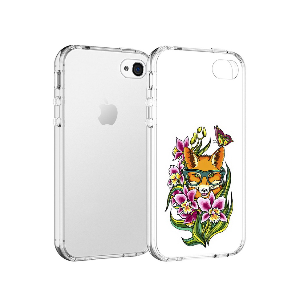 

Чехол MyPads Tocco для Apple iPhone 4 Лиса в цветах, Прозрачный, Tocco