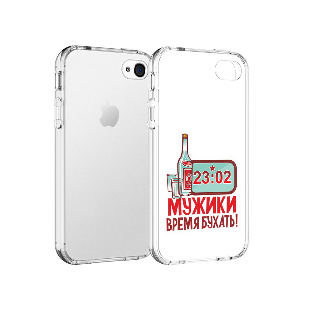 

Чехол MyPads Tocco для Apple iPhone 4 23 февраля время пить!, Прозрачный, Tocco