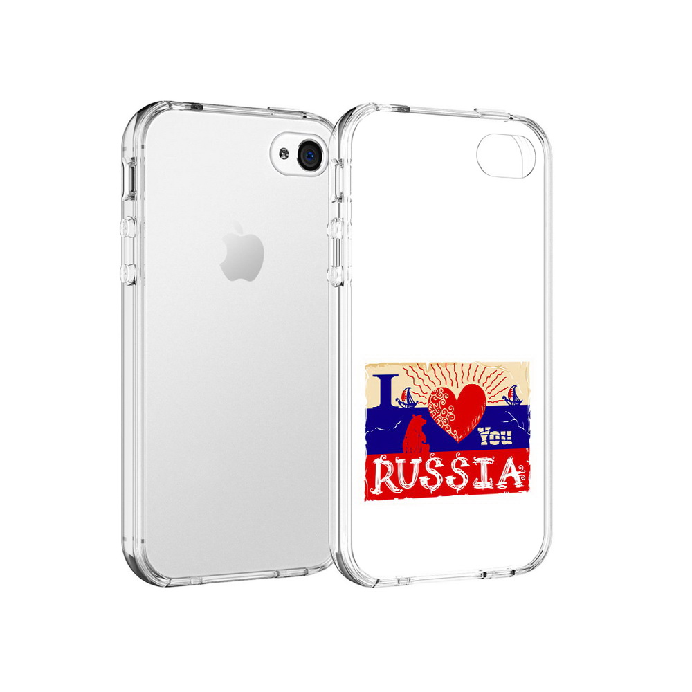 

Чехол MyPads Tocco для Apple iPhone 4 Люблю Россию, Прозрачный, Tocco