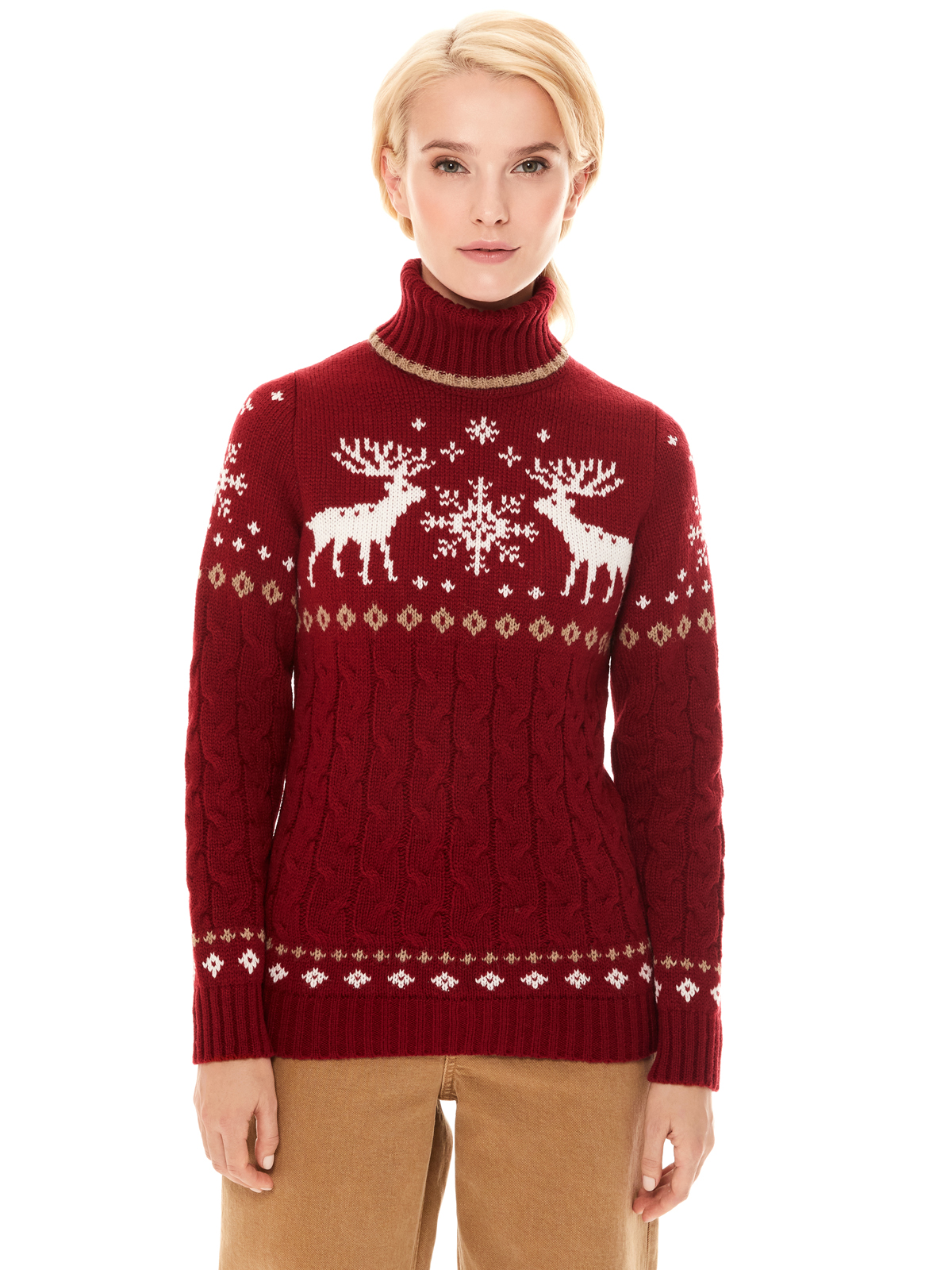 

Свитер женский Scandica Deer & Star бордовый 52/164, 77SWRW