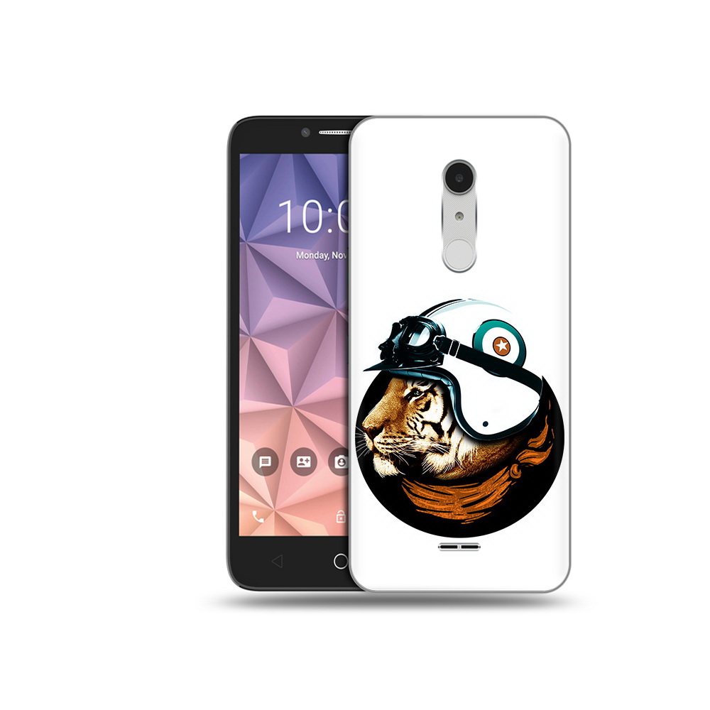 

Чехол MyPads Tocco для Alcatel A3 XL Тигр в шлеме, Прозрачный, Tocco