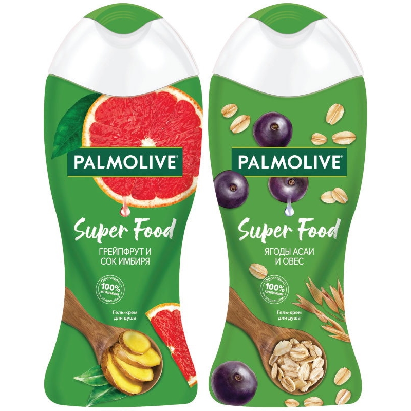 Набор Гель-кремов для душа Palmolive Super Food Грейпфрукт и Сок имбиря+Ягоды Асаи и Овес la fabrique набор мыло и крем для рук 7 вербена и имбирь