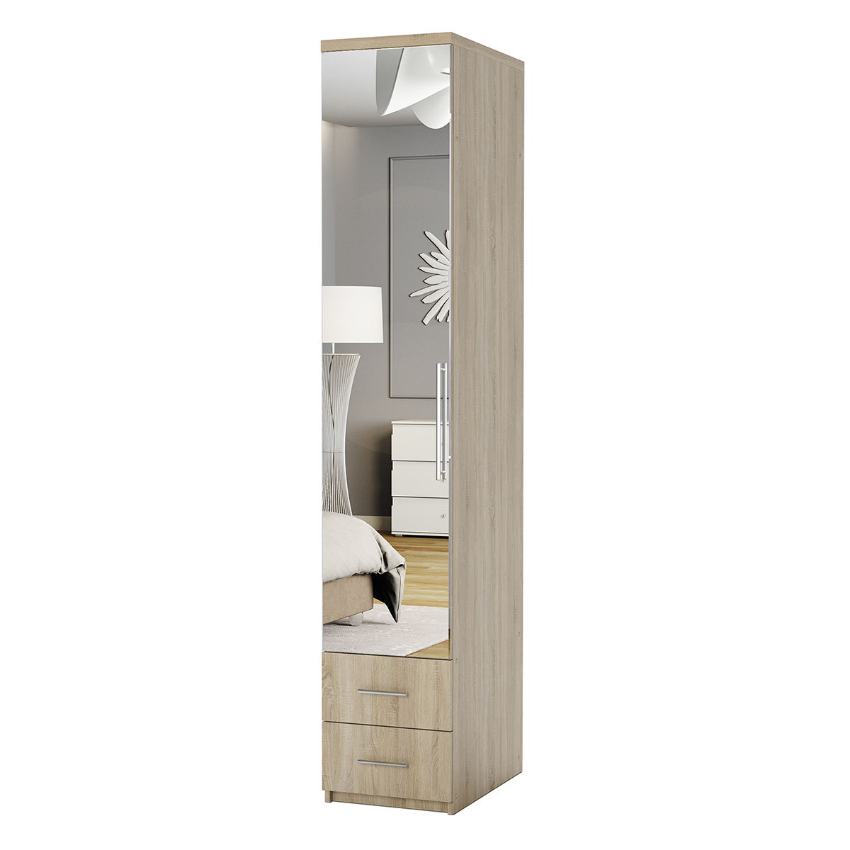 Шкаф для одежды с ящиками Шарм-Дизайн Комфорт МШЯ-11 30х60 с зеркалом Дуб Сонома