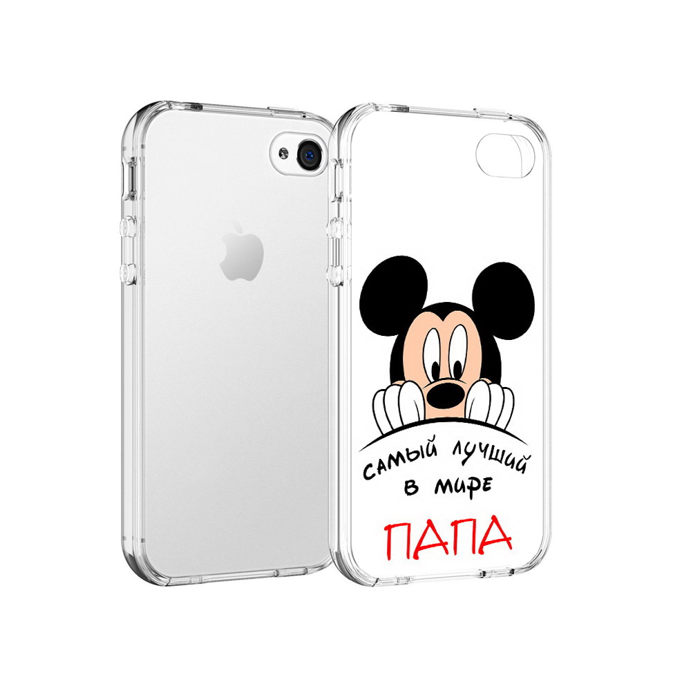 

Чехол MyPads Tocco для Apple iPhone 4 Самай лучший папа Микки Маус, Прозрачный, Tocco